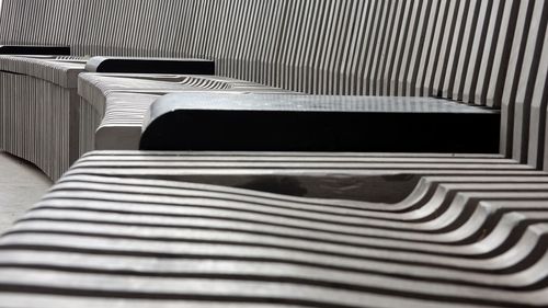 High angle view of piano