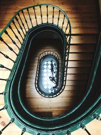 Directly below shot of spiral staircase in building