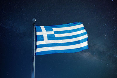 Close-up of flag against blue sky