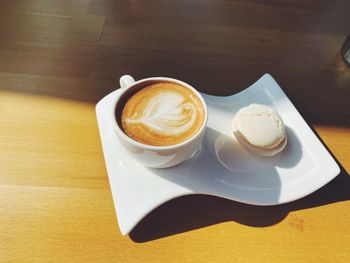 High angle view of coffee on table