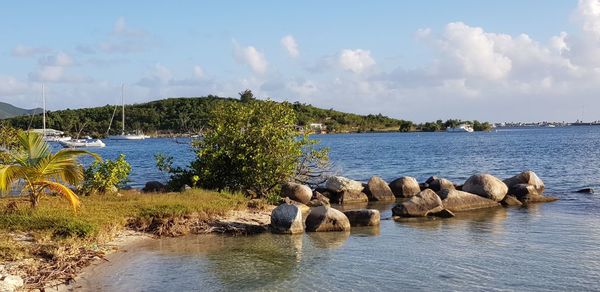 Scenic view of lake against sky