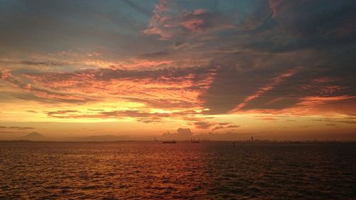 Scenic view of sea at sunset