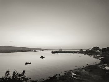 Scenic view of sea against clear sky