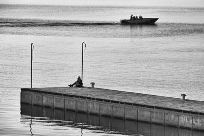 Nautical vessel on sea against sky