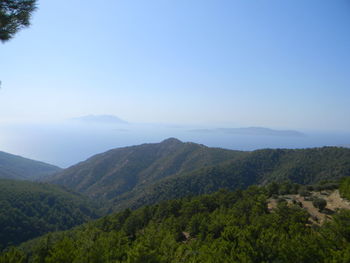 Scenic view of mountains against clear sky