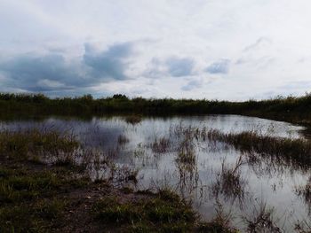 Scenic view of lake against sky