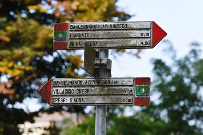 Information sign against trees