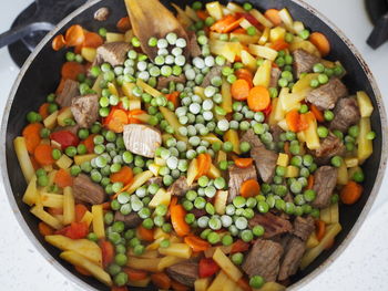 High angle view of vegetables in bowl