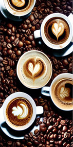 High angle view of cappuccino on table