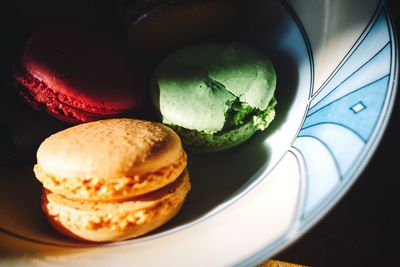 Close-up of macaroons in bowl