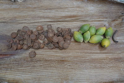 High angle view of fruits on table