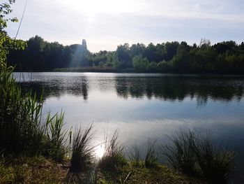 Scenic view of lake against sky