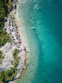 High angle view of people on beach