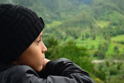 Portrait of boy looking away