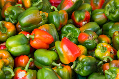 Full frame shot of bell peppers at market for sale