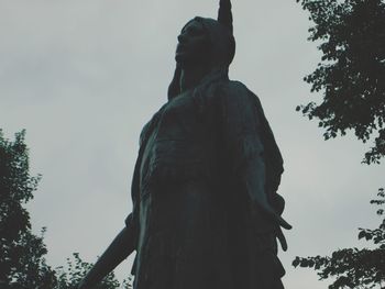 Low angle view of statue against clear sky