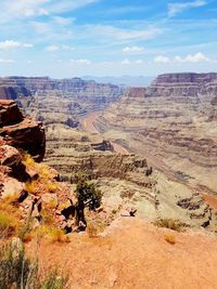 Aerial view of landscape against cloudy sky