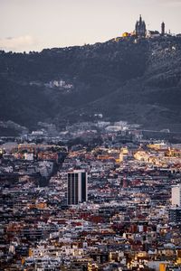 High angle view of buildings in city