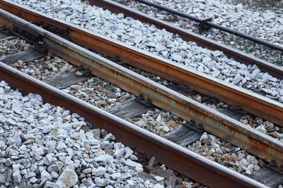 High angle view of railroad tracks