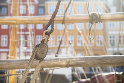 Rigging on an old sailing ship in denmark