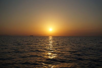 Scenic view of sea at sunset