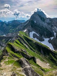 Scenic view of mountains against sky