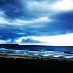 Scenic view of sea against cloudy sky