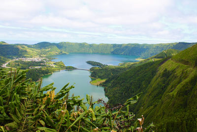 Scenic view of lake against sky