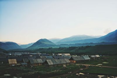 Scenic view of mountains against clear sky