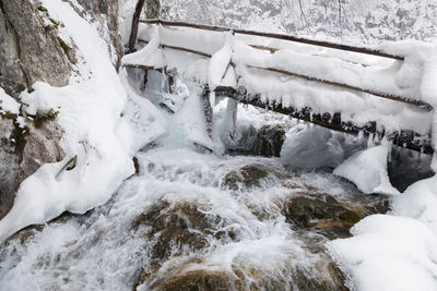 Scenic view of waterfall in winter