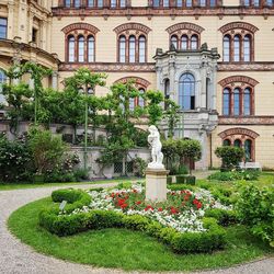 High angle view of formal garden