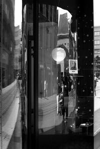 Man in illuminated city