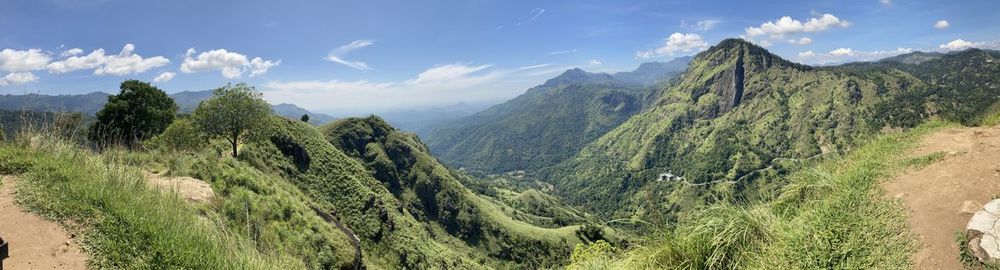 Panoramic view of mountains against sky