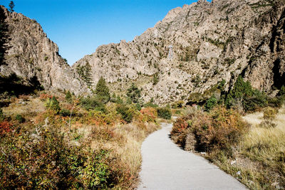 Scenic view of mountains against clear sky