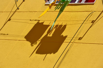 Low angle view of yellow shadow