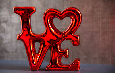 Close-up of heart shape on table