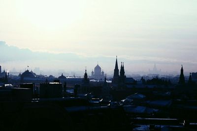 Cityscape against clear sky