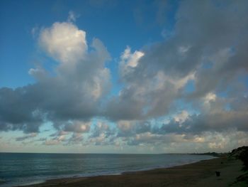 Scenic view of sea against cloudy sky