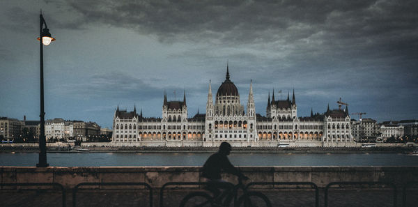 Budapest at night, view of the parliament house.