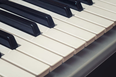 High angle view of piano keys