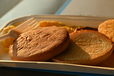 High angle view of bread on table