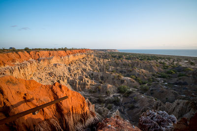 Scenic view of sea against clear sky