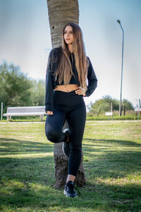 Woman standing on field