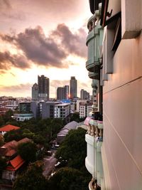 Cityscape against sky during sunset