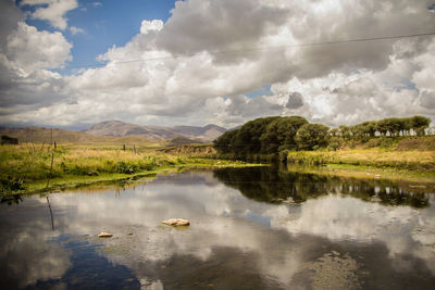 Scenic view of lake against sky