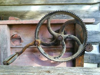 Close-up of rusty metal door