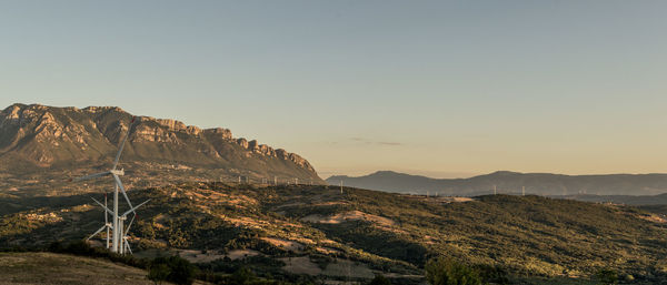 Scenic view of mountains against clear sky