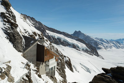Jungfraujoch, canton bern, switzerland, february 11, 2023  view over the aletsch glacier