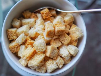 High angle view of breakfast served in bowl