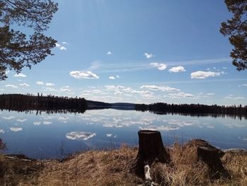 Scenic view of lake against sky